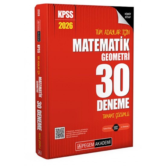 Pegem Akademi 2026 KPSS Tüm Adaylar İçin Matematik-Geometri 30 Deneme Tamamı Çözümlü Pegem Akademi 2026 KPSS Tüm Adaylar İçin Matematik-Geometri 30 Deneme Tamamı Çözümlü