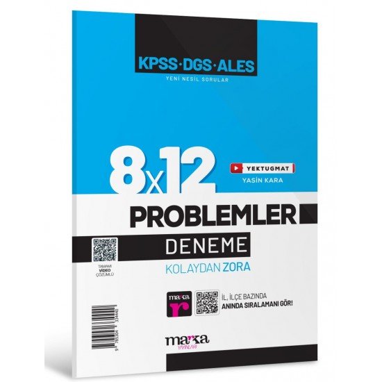 Marka Yayınları KPSS-ALES-DGS Yeni Nesil 8x12 Tamamı Video Çözümlü Problemler Deneme