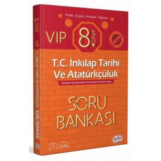 8. Sınıf VIP T.C. İnkılap Tarihi ve Atatürkçülük Soru Bankası Editör Yayınları