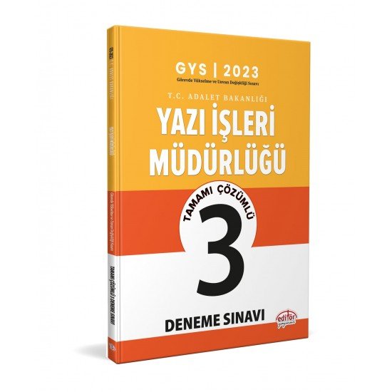 2023 GYS Adalet Bakanlığı Yazı İşleri Müdürlüğü Çözümlü 3 Deneme Sınavı Editör Yayınları