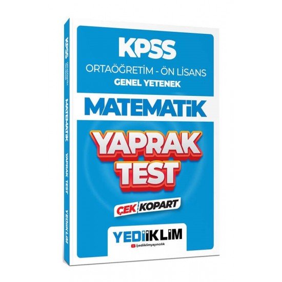 Yediiklim Yayınları 2024 KPSS Ortaöğretim Ön Lisans Genel Yetenek Matematik Çek Kopart Yaprak Test