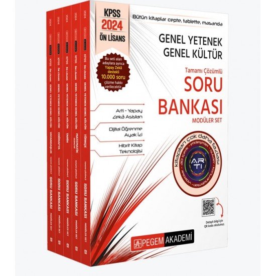 Pegem Akademi 2024 KPSS Genel Yetenek Genel Kültür Önlisans Tamamı Çözümlü Soru Bankası Modüler Set