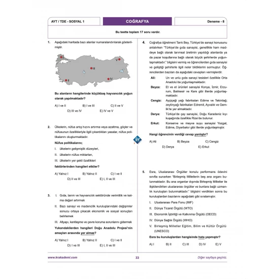 Coğrafyanın Kodları AYT Coğrafya Çözümlü 20 Deneme KR Akademi Yayınları