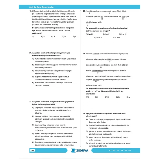 Zeduva Yayınları Türkçe Saati TYT Dil Bilgisi 1 Kitap 3 Kamp Soru Bankası