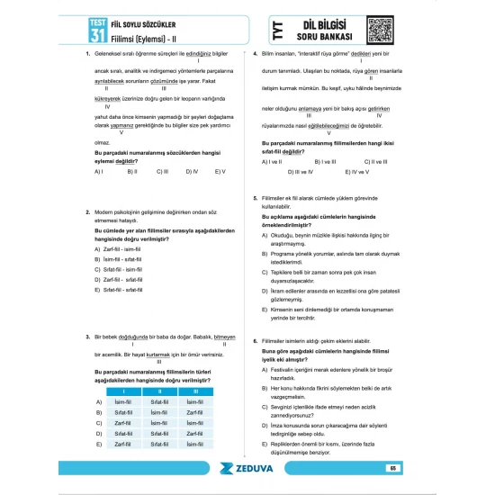 Zeduva Yayınları Türkçe Saati TYT Dil Bilgisi 1 Kitap 3 Kamp Soru Bankası