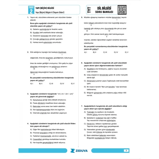 Zeduva Yayınları Türkçe Saati TYT Dil Bilgisi 1 Kitap 3 Kamp Soru Bankası