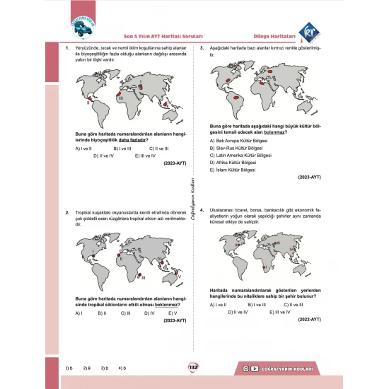 Coğrafyanın Kodları Dünya Haritaları Çalışma Defteri ve Soru Bankası (Tüm Sınavlar İçin)