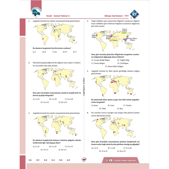 Coğrafyanın Kodları Dünya Haritaları Çalışma Defteri ve Soru Bankası (Tüm Sınavlar İçin)