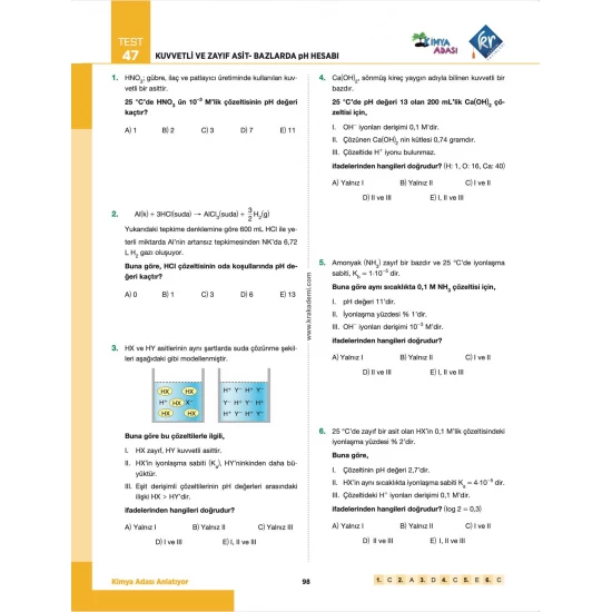 Kimya Adası AYT Kimya Soru Bankası
