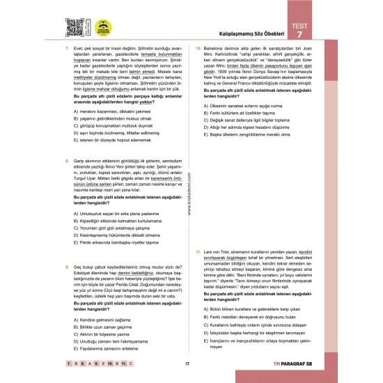 Gamze Hoca Türkçenin Matematiği Tüm Sınavlar İçin Paragraf Soru Bankası