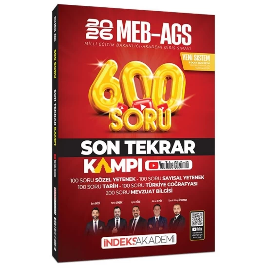 İndeks Akademi 2026 MEB-AGS Son Tekrar Kampı 600 Soru Bankası Youtube Video Çözümlü