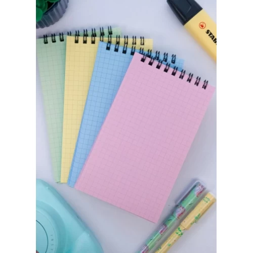 Dream Notes 9x15cm 4'lü Kareli Not Defteri Seti - Renkli Kutu