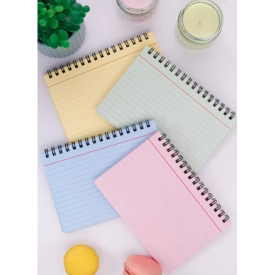 Dream Notes 9x15cm 4'lü Yandan Spiralli Çizgili Not Defteri Seti - Renkli Kutu