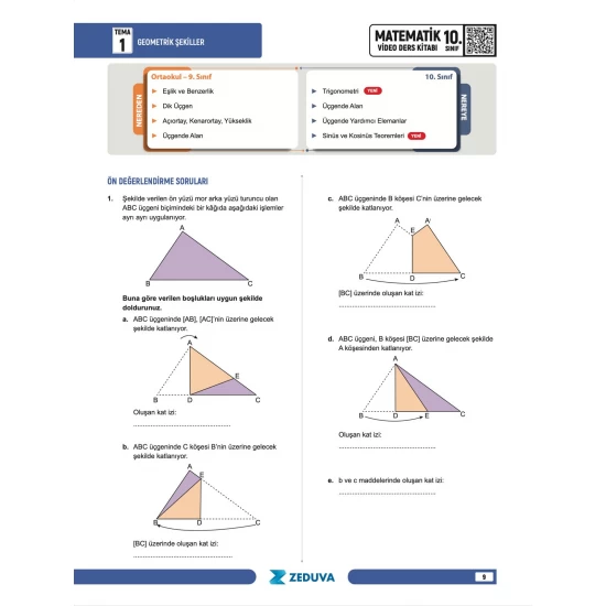 SML Matematik ve Geotopya 10. Sınıf Maarif Modeli Matematik Notları Zeduva Yayınları