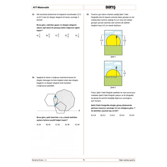 Barış Yayınları AYT 8'li Matematik Denemesi