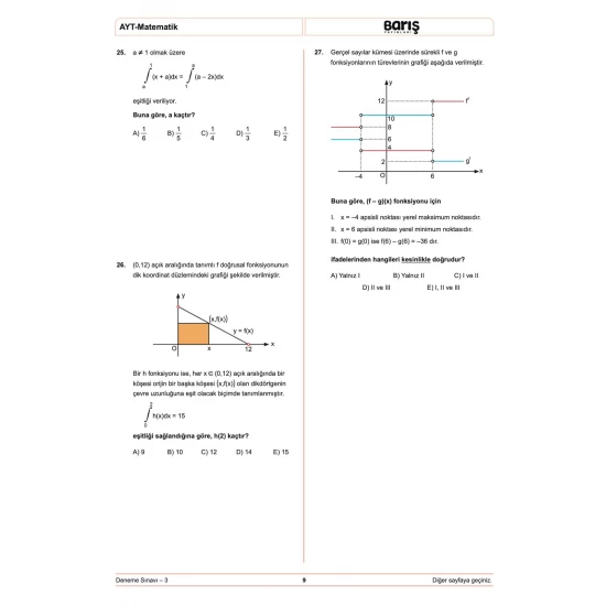 Barış Yayınları AYT 8'li Matematik Denemesi