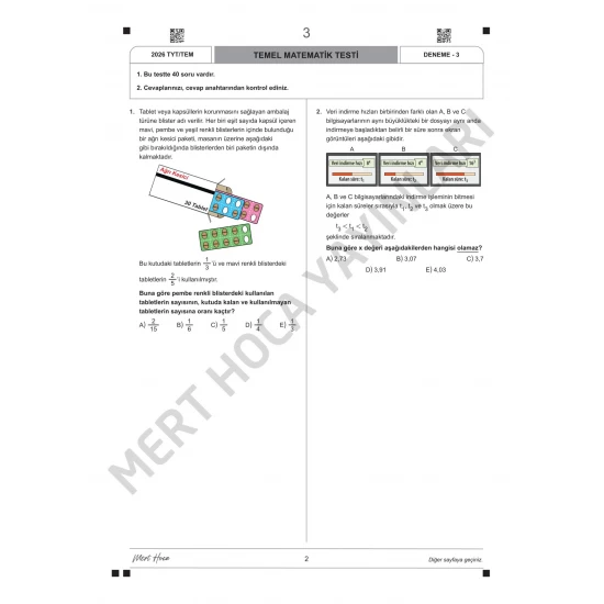 Mert Hoca Yayınları TYT Matematik Branş Denemeleri 10 Adet