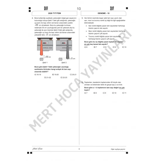 Mert Hoca Yayınları TYT Matematik Branş Denemeleri 10 Adet