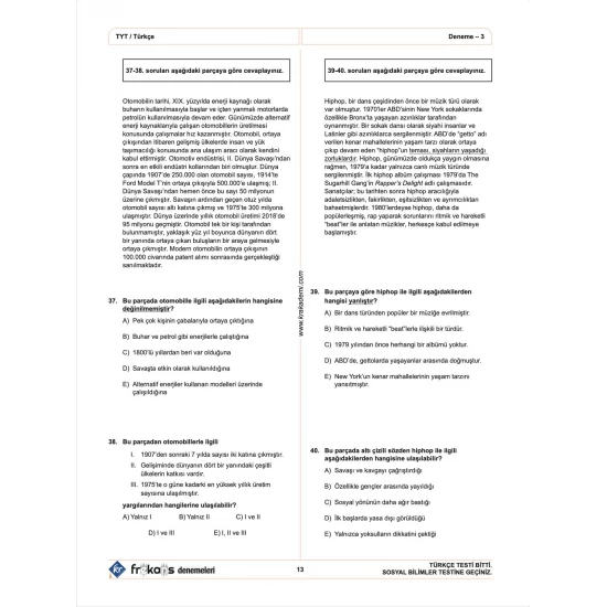 TYT 5 Frekans Denemeleri KR Akademi Yayınları