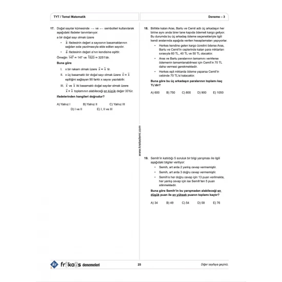 TYT 5 Frekans Denemeleri KR Akademi Yayınları