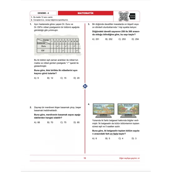 İbrahim Akca 8. Sınıf LGS Matematik 1. Dönem İlk 12 Soru Konu Denemeleri KR Akademi Yayınları