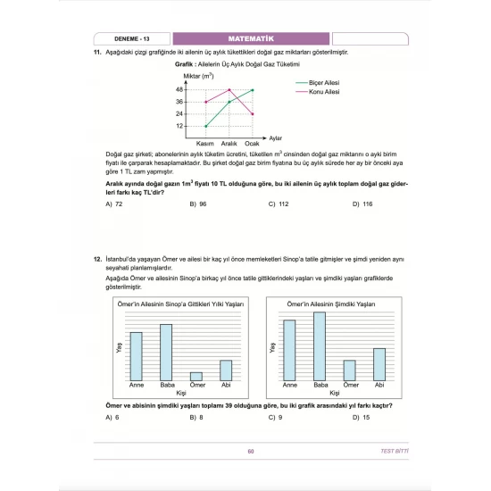 İbrahim Akca 8. Sınıf LGS Matematik 1. Dönem İlk 12 Soru Konu Denemeleri KR Akademi Yayınları