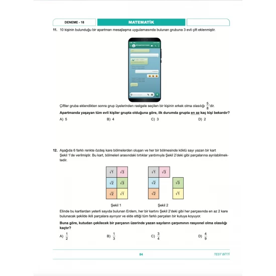 İbrahim Akca 8. Sınıf LGS Matematik 1. Dönem İlk 12 Soru Konu Denemeleri KR Akademi Yayınları