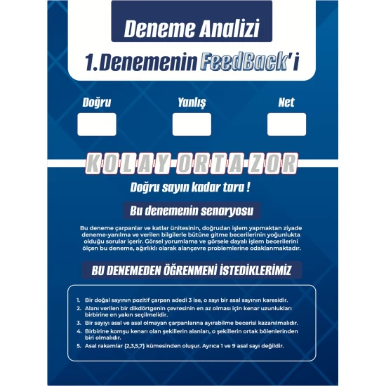 İbrahim Akca 8. Sınıf LGS Matematik 1. Dönem İlk 12 Soru Konu Denemeleri KR Akademi Yayınları
