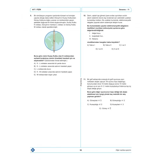 Altuğ Güneş AYT Fizik Denemeleri 15 Adet KR Akademi Yayınları