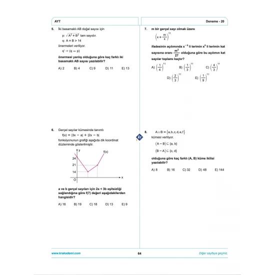Anıl Hoca İle Matematik AYT İlk 10 Soru Denemeleri KR Akademi Yayınları