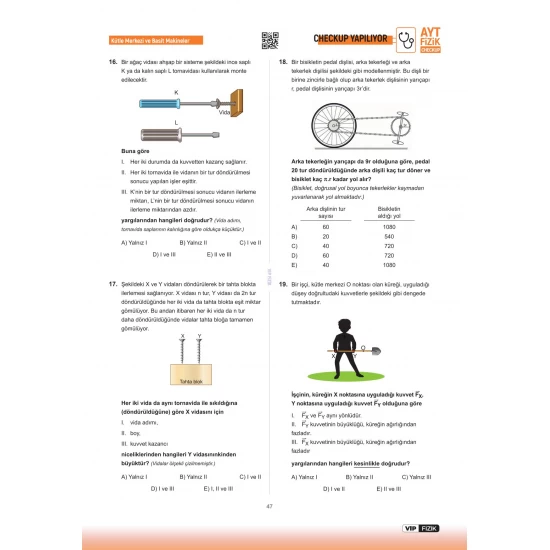 VİP Fizik AYT Fizik Check-Up Fizik Konu Tekrarları Soru Çözümleri VİP Fizik Yayınları