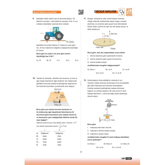 VİP Fizik AYT Fizik Check-Up Fizik Konu Tekrarları Soru Çözümleri VİP Fizik Yayınları
