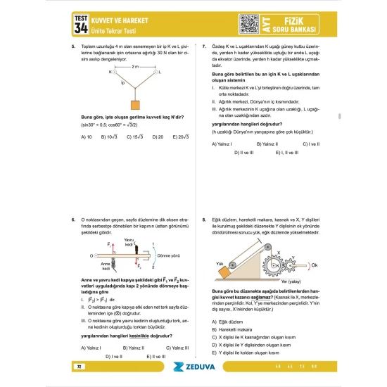 Zeduva Yayınları Fizikfinito AYT Fizik 1 Kitap 3 Kamp Soru Bankası