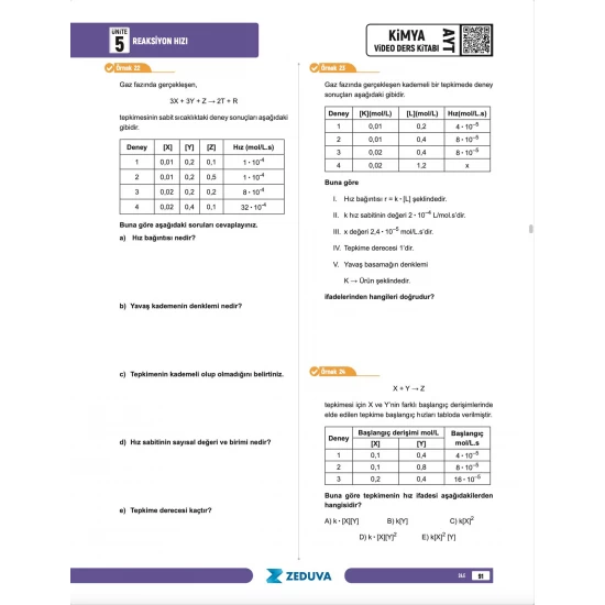 Zeduva Yayınları Meschemy Kimya AYT Kimya 1 Kitap 3 Kamp Video Ders Kitabı