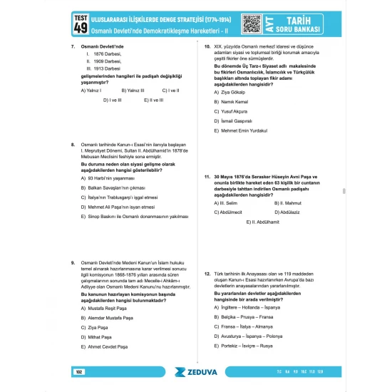 Zeduva Yayınları Soner Ardıç AYT Tarih 1 Kitap 3 Kamp Soru Bankası