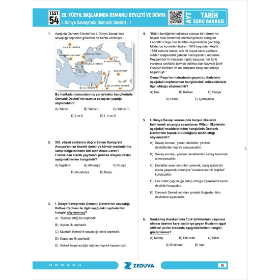 Zeduva Yayınları Soner Ardıç AYT Tarih 1 Kitap 3 Kamp Soru Bankası