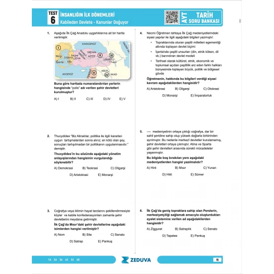 Zeduva Yayınları Soner Ardıç AYT Tarih 1 Kitap 3 Kamp Soru Bankası