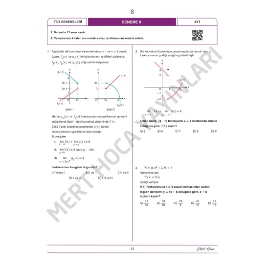 Mert Hoca AYT TİLT Denemeleri Trigonometri İntegral Limit Türev 30'lu Deneme