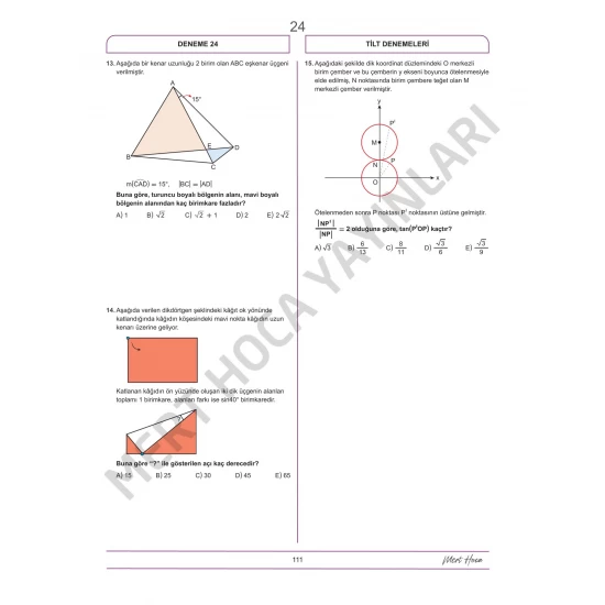 Mert Hoca AYT TİLT Denemeleri Trigonometri İntegral Limit Türev 30'lu Deneme