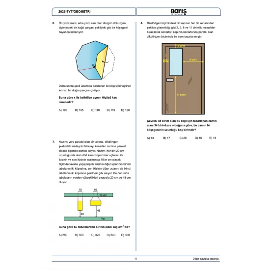 Barış Yayınları TYT-AYT Geometri Denemesi 10 Adet TYT 10 Adet AYT