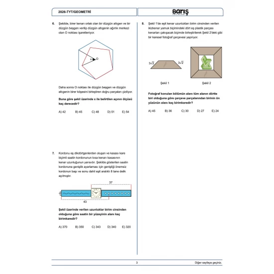 Barış Yayınları TYT-AYT Geometri Denemesi 10 Adet TYT 10 Adet AYT