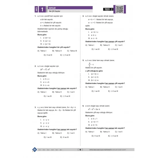 Gerçel Matematik KPSS DGS AGS ALES Sayılar Cebir İlk 15 Konuyu Fulle