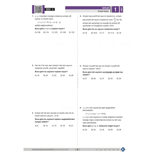 Gerçel Matematik KPSS DGS AGS ALES Sayılar Cebir İlk 15 Konuyu Fulle