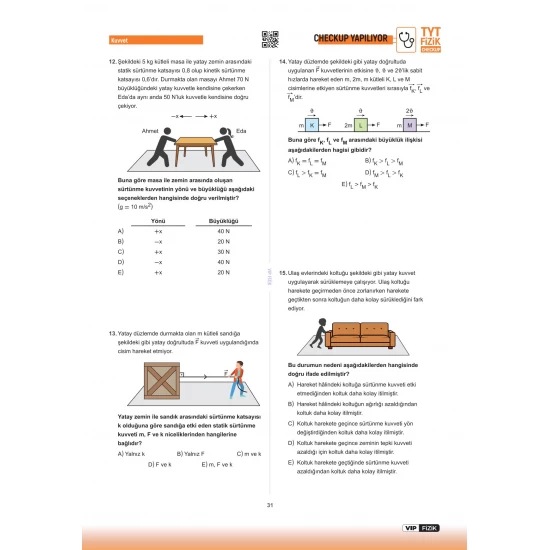VİP Fizik TYT Fizik Check-Up Fizik Konu Tekrarları Soru Çözümleri VİP Fizik Yayınları