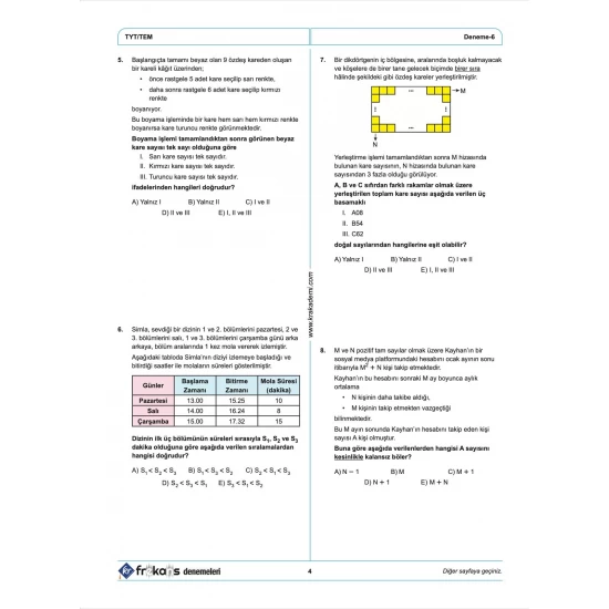 TYT Matematik 10'lu Frekans Denemeleri KR Akademi Yayınları
