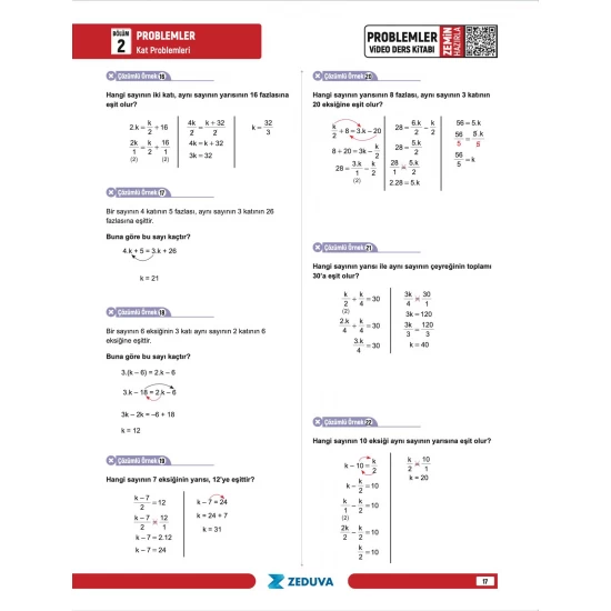 Zeduva Yayınları SML Matematik TYT KPSS AGS DGS 20 Günde Zemin Hazırla Problemler Video Ders Kitabı