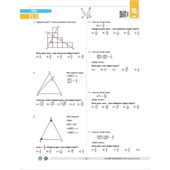 Partikül Matematik Maarif Modeli 10. Sınıf Matematik Konu Anlatım Kitabı KR Akademi Yayınları