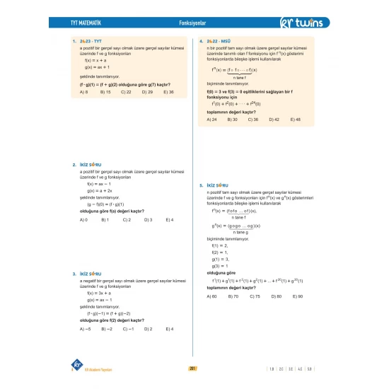 2026 TYT Twins Matematik Soru Bankası KR Akademi Yayınları