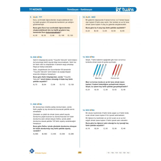 2026 TYT Twins Matematik Soru Bankası KR Akademi Yayınları