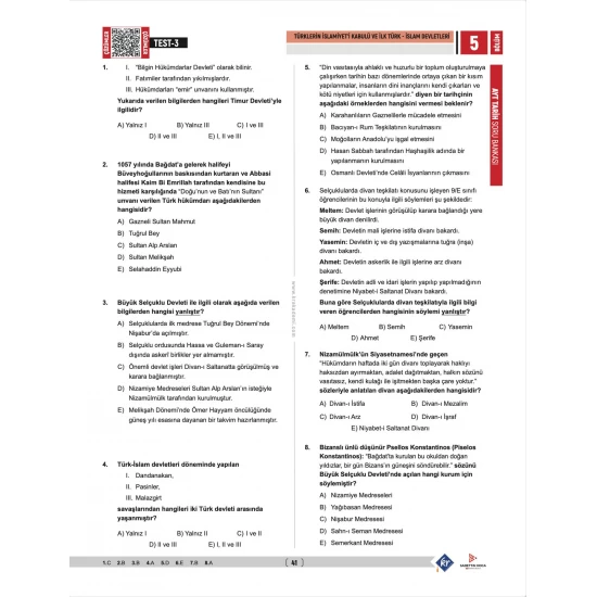 Sadettin Hoca AYT Tarih Soru Bankası - Sadettin Akyayla